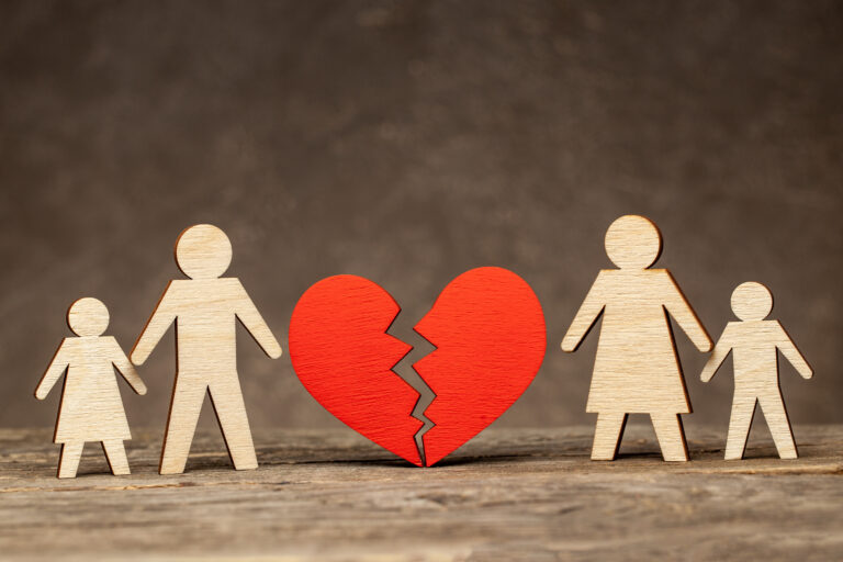 wooden family broken heart divorce