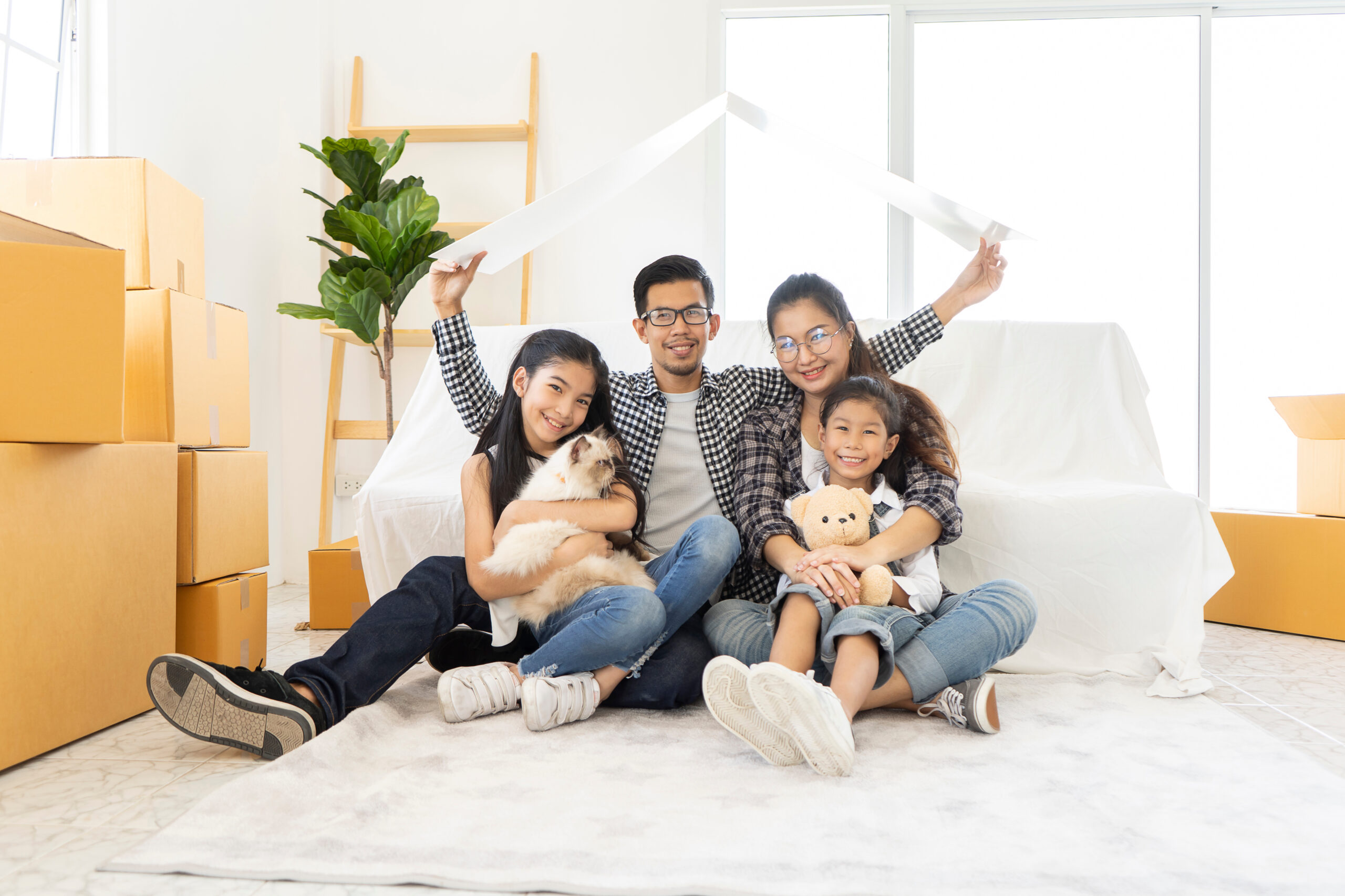 family in home