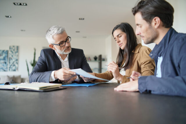 couple in mediation with a lawyer