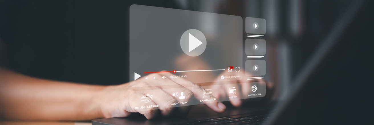 Online e learning study classes and lessons on virtual screen