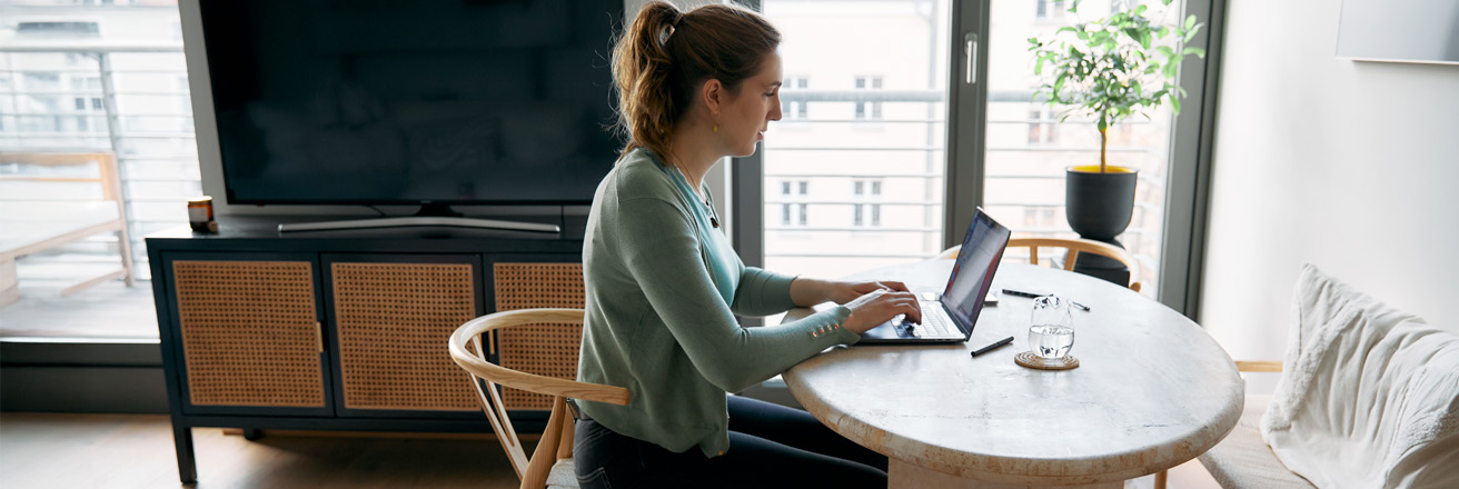 Woman working on laptop