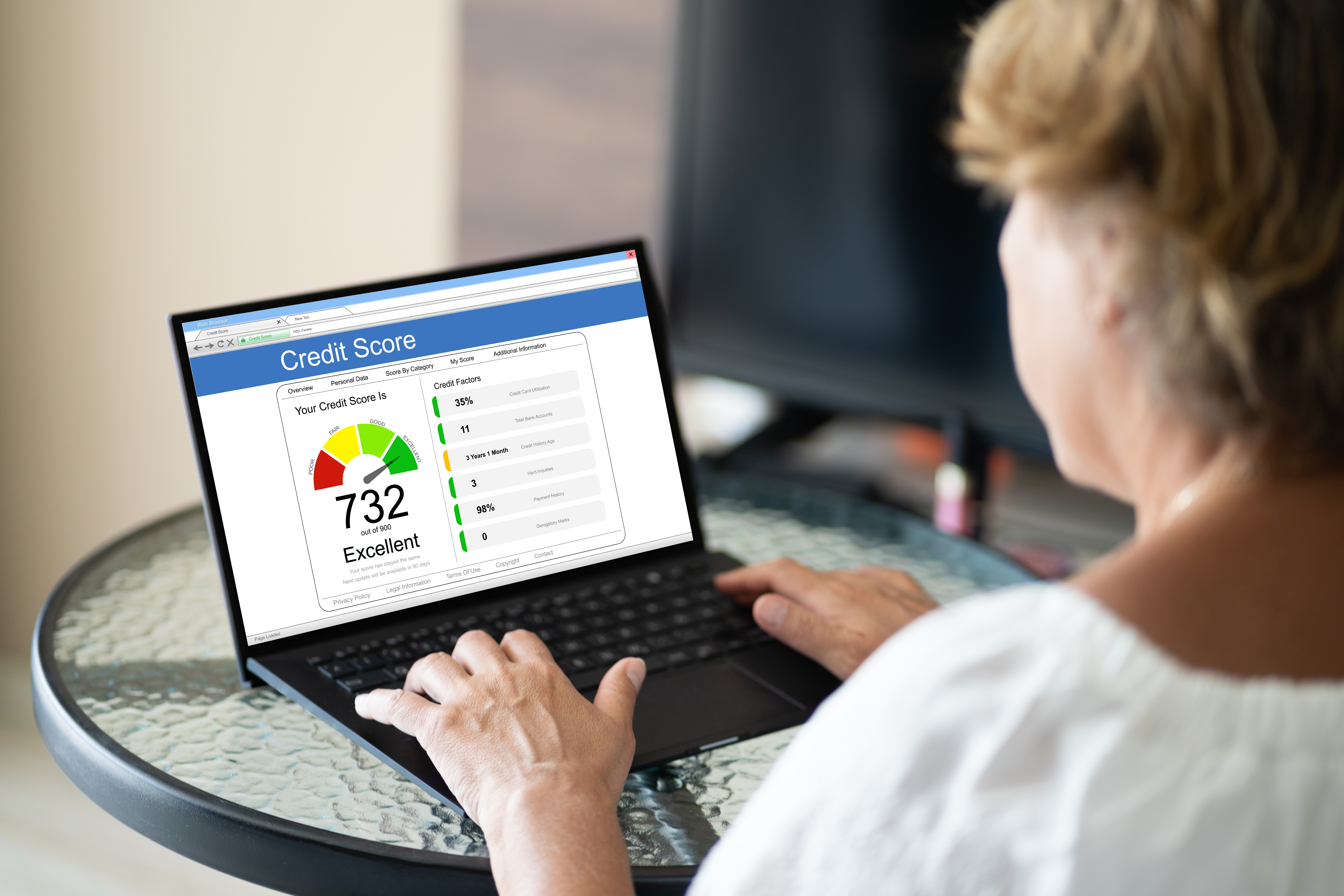 Checking Credit Score Ranking On Laptop Computer